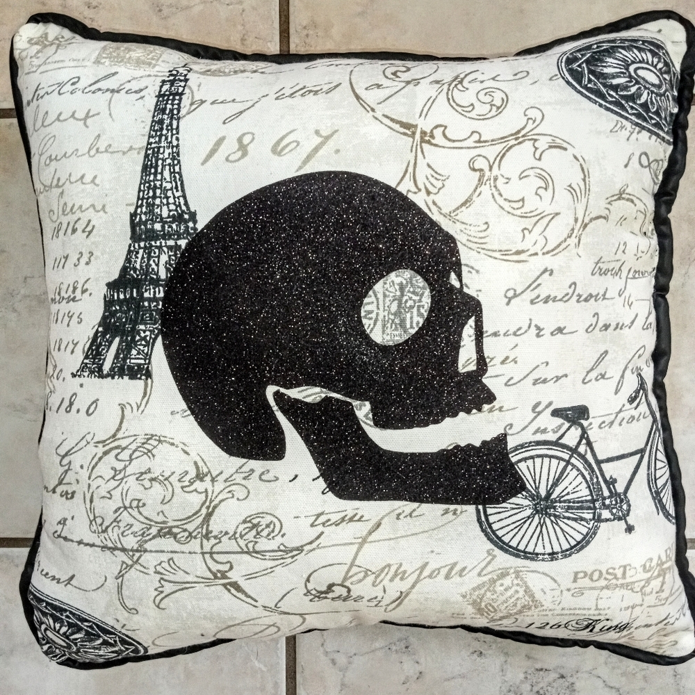 Sparkle Skull Pillow